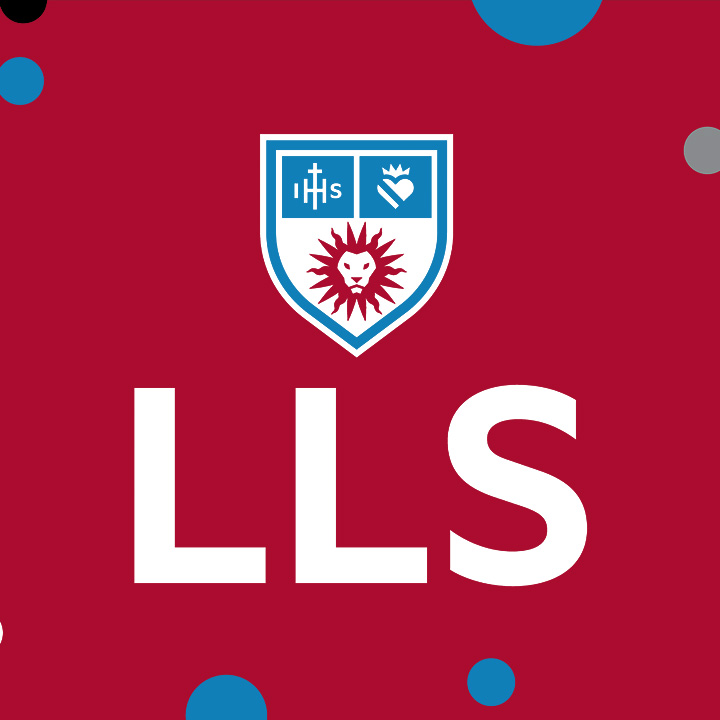 LLS centered acronym logo over LLS Crimson
